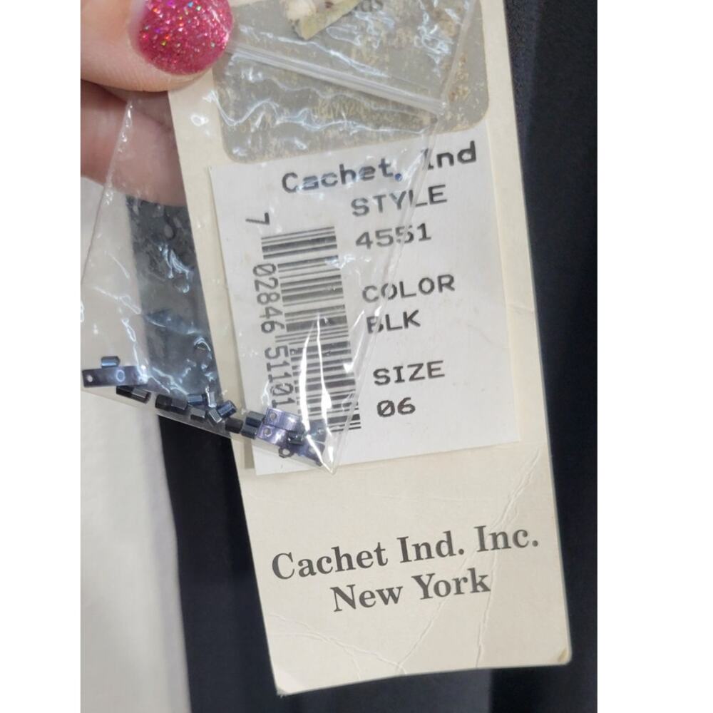 Cachet Dress Womens Size 6 Long Black Silk Sequin Gown Elegant Sexy Timeless NWT - Picture 8 of 8